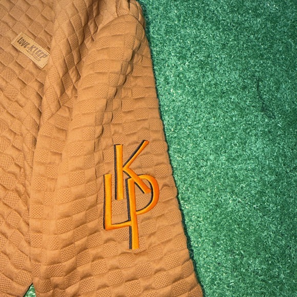 Men's‎ Kleep Canvas Sleeves Varsity Jacket Brown Orange Size Small - Picture 3 of 10